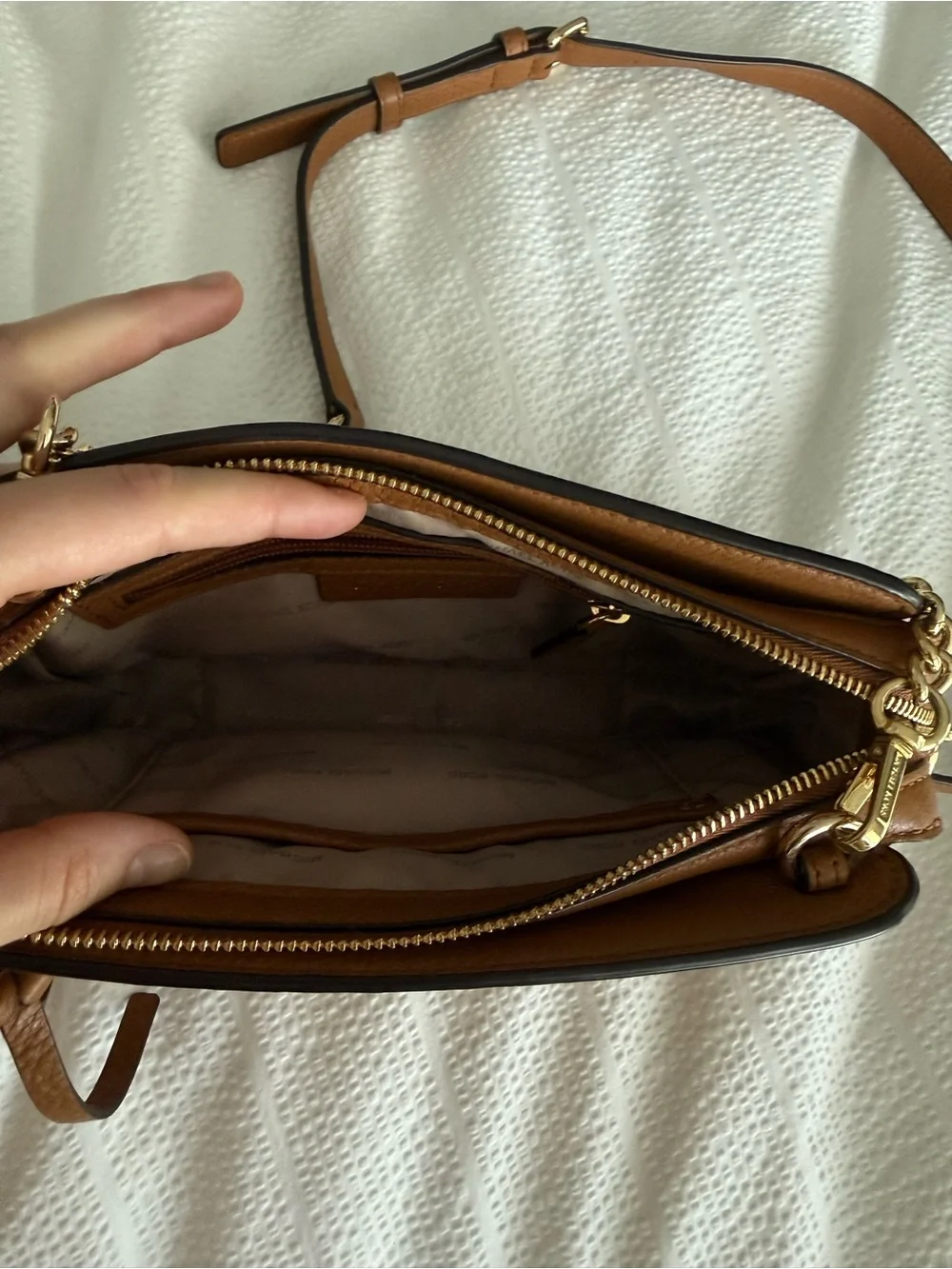 Michael Kors Mitchell Caramel Crossbody Camera Bag